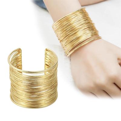 Exaggerated Multi-layers Open Bracelets Gold Color Metal Hyperbole Women's Geometric Bracelet Bangles Pulseiras Bijoux