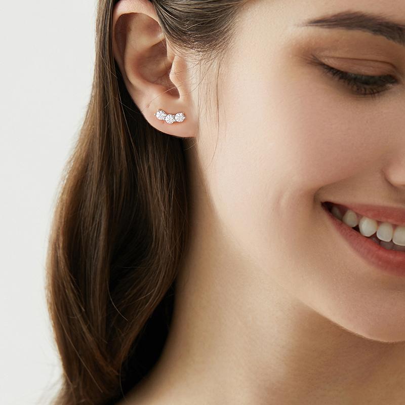 S925 Silver 0.1CT Moissanite Diamond Symmetry Earrings for Women Anniversary Engagement Luxury High Quality Jewelry