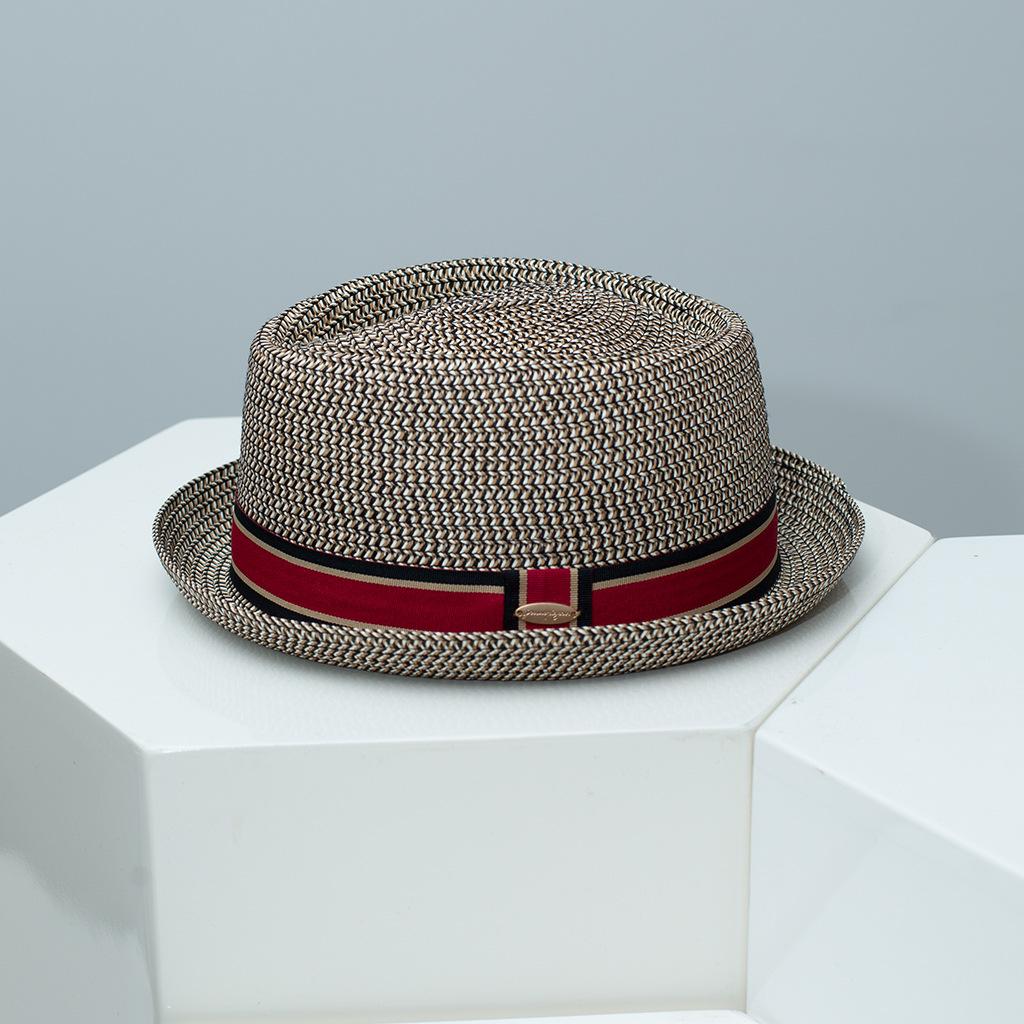 

Classic men hat Vintage British Trilby straw hat Summer Straw Fedora Breathable Beach Sun Hat Straw Panama hat Cuban Travel Cap M 56-58