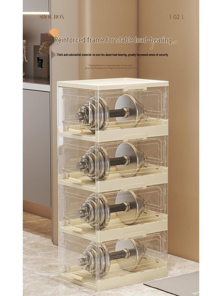 Clear Foldable Luxury Shoe Cabinet with Flip-Top Dustproof Design for Sneaker Storage