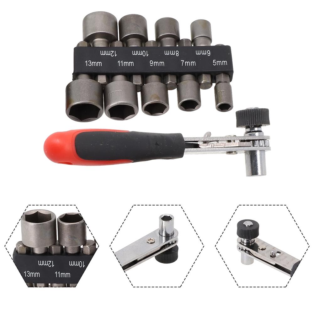 Small Socket Wrench Spanner Set 10pcs 5-13mm 6.35mm/1/4 Inch