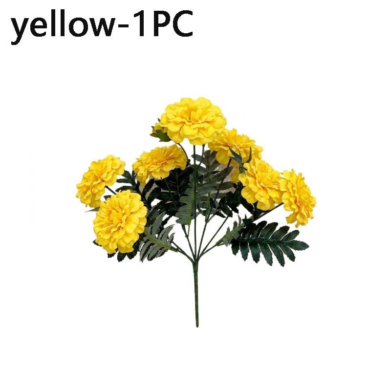 Vintage Artificial Marigold Flowers Faux Calendula Bouquet Simple Retro for Living Room Home Decor Vase Centerpiece Kit