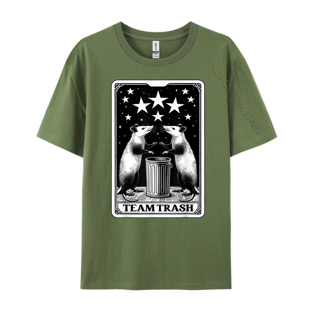 Tarot Card Team Trash Crescent Moon Opossum Raccoon White T Shirt Unisex Breathable Harajuku