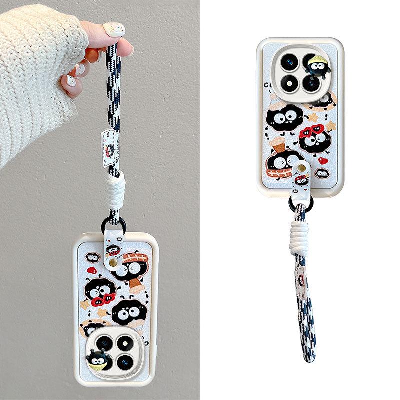 Redmi Note 14 Pro Cartoon Rivet Rope Leather Texture Fashion Case