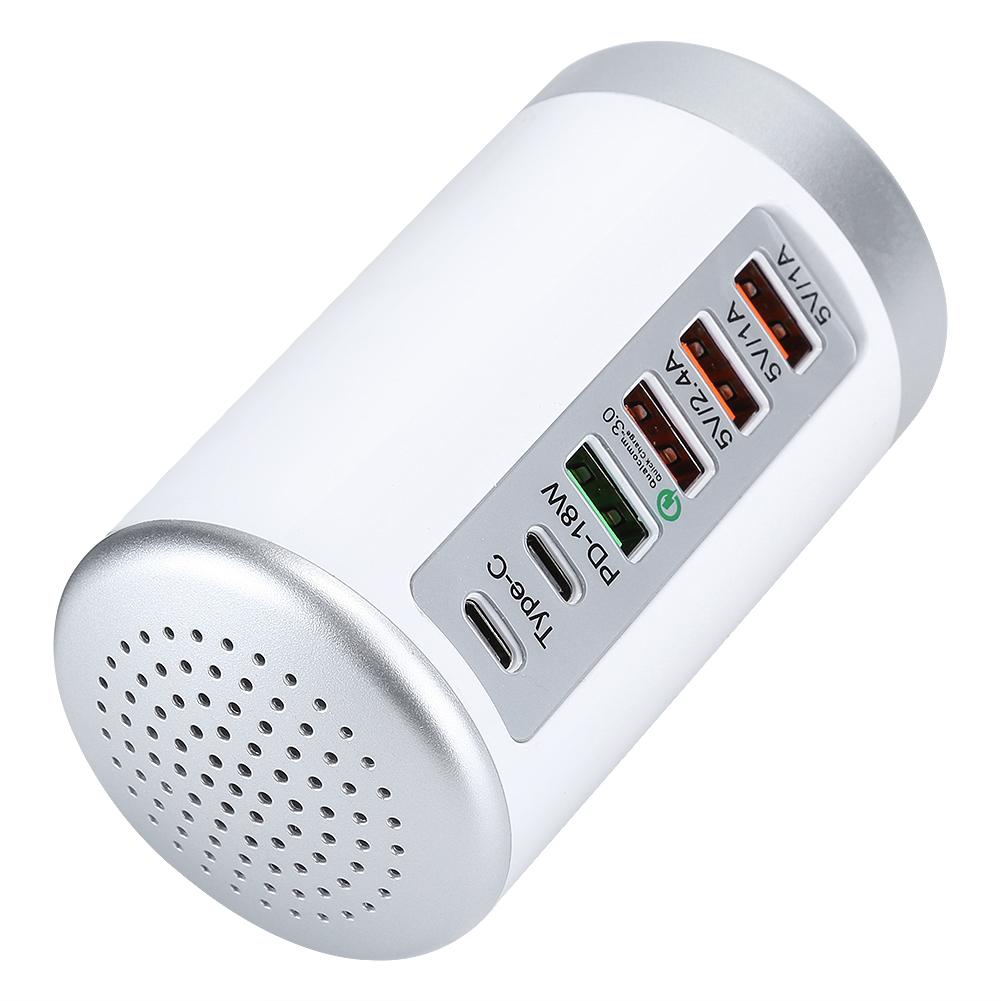 Hub 6 Ports USB TypeC QC3.0 PD 18W Charging Station for Phone Tablet Computer 65W  (White )