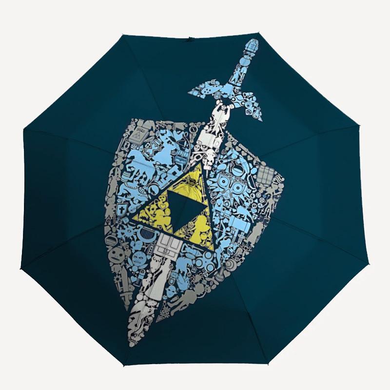 

1pc The Legend of Zelda Automatic Open/close Folding Portable Umbrella with 8-Rib Structure for Women/Men, All-Season Use a0901141