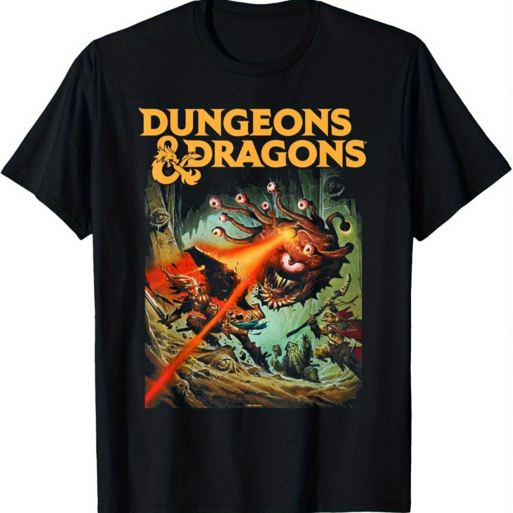 MenS Dungeons Dragons Graphic TShirt Black Fantasy Art Short Sleeve Top Breathable Stretchable Durable Wear for All Seasons S