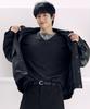 MINDBRIDGE [Couture] Out-Pocket Black Leather Oversized Blouson