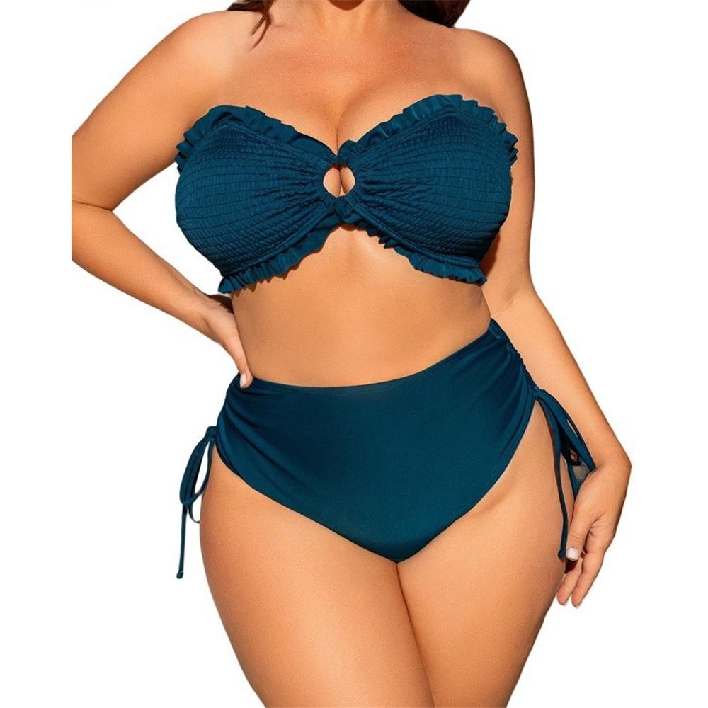 Large Size Swimsuit For Women 2-piece Set, Removable Shoulder Straps, Sexy Split Women's Bikini, Vacation Swimsuit