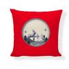 Red Series Santa Claus Pattern Throw Pillow Cover with Short Plush Print for Living Room Sofa Decoration Cushion Cover