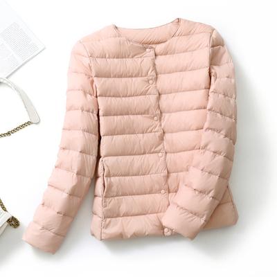 Down Jacket Women's Light and Thin Short Round Neck Long-sleeved Korean Version Large Size Slim V-neck Jacket