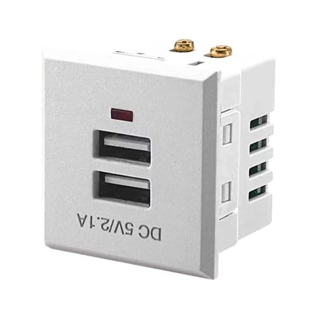 5V 2.1A Double USB Power Socket Embedded Double USB Desktop Receptacle Charging Power Panel Module Outlet Replacement