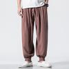 Loose Cotton-Linen Monk Pants with Hem - Lay Buddhist Meditation Wear for Spring and Summer