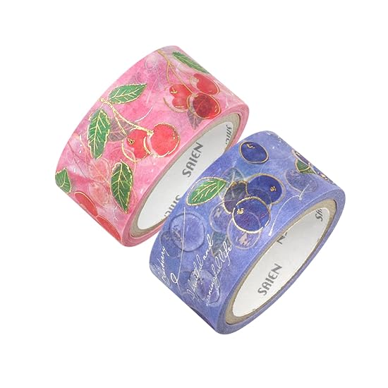 Kamiiso Sansho Masking Tape SAIEN Fruit Time 2-Pattern Set (Cherry & Blueberry, 1 each) Made in Japa
