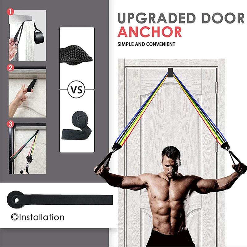 1/100 Pound Resistance Band Set for Home Fitness Yoga Strength Training Exercise Elastic Rope Equipment