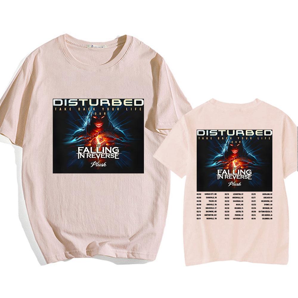 Disturbed Take Back Your Life Tour Tshirts Hip Hop Streetwear Ropa Hombre Graphic Printing Teeshirt Short Sleeve Cotton Tees S