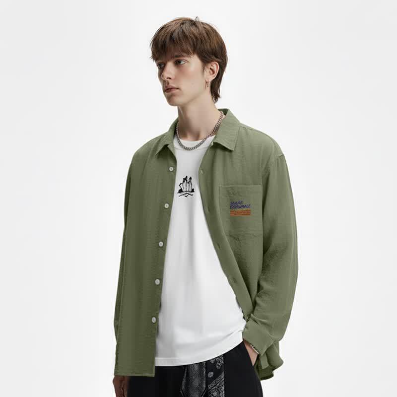 Mark Fairwhale Men's American Style Long-Sleeve Loose Casual Shirt