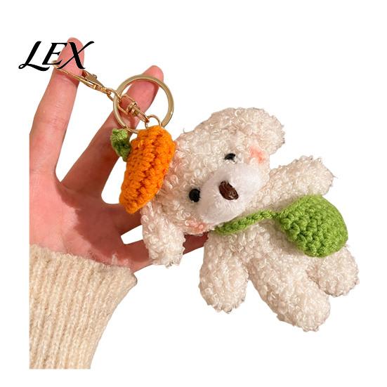 Party Favors for Kids Plush Bear Charm Keychain, Cute Puppy Bag with Durable Key Holder Girls Crocheted Accessories, Stuffed Animal Pendant