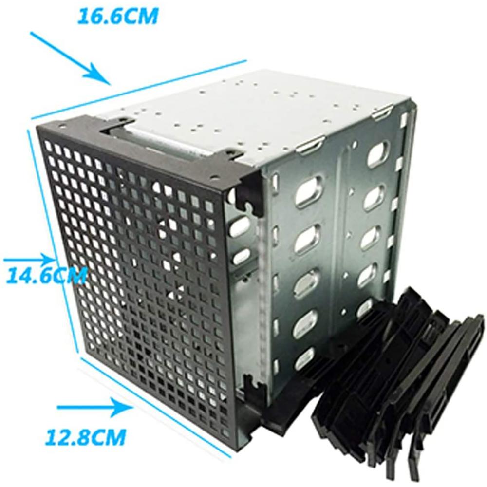 5,25-Zoll-zu-5x-3,5-Zoll-SATA-SAS-Festplattenkäfig-Rack Festplattengehäuse mit Lüfter Festplatten-Schlitten-Caddy-Adapter