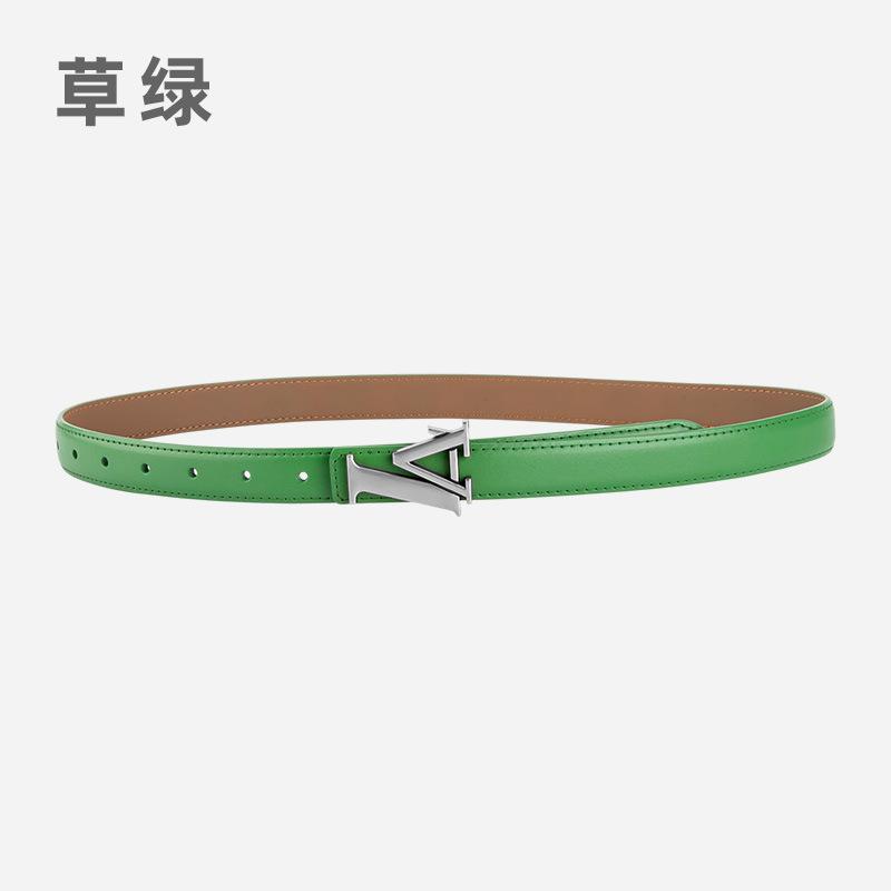 Alloy Alphabet Board Buckle Leather Belt Women'S Premium Pants Belt Women'S