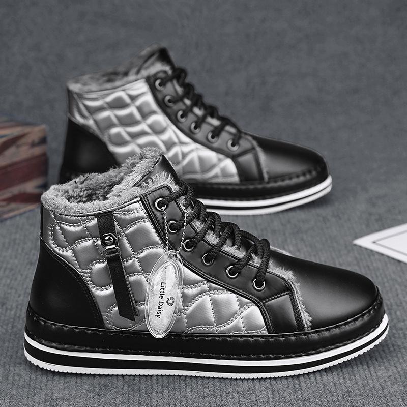 Canvas Men's Shoes 2024 New Winter High-top Casual Flat Shoes Piled and Thickened Warm Versatile Sports Trendy Shoes