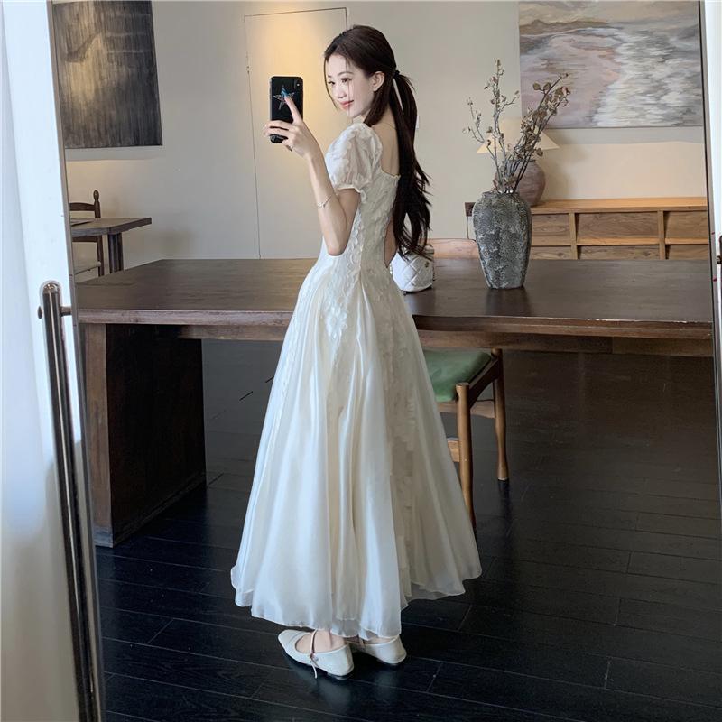 Elegant French Retro Waist-Cinched Patchwork Dress for Women - Summer 2026 Collection