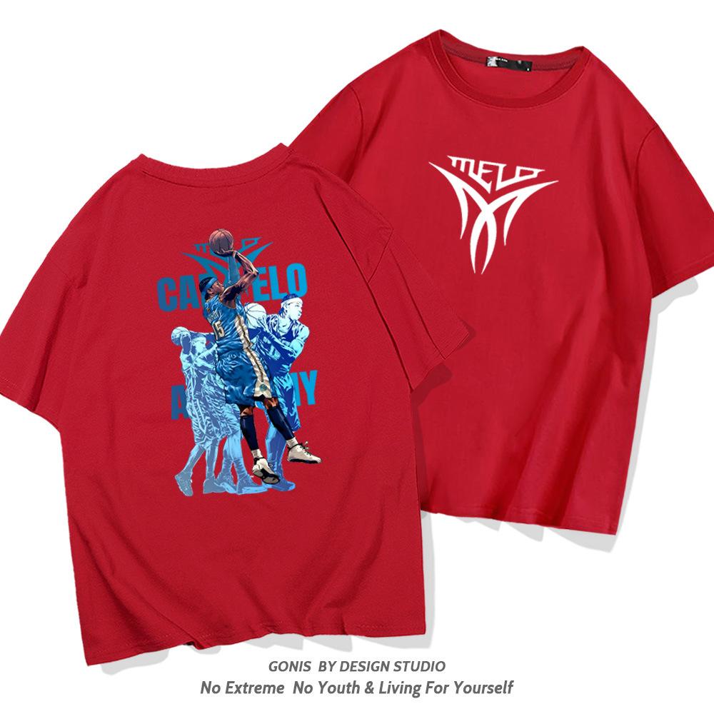 Carmelo Anthony short-sleeved T-shirt men's summer cotton loose half-sleeved trendy cartoon student basketball top