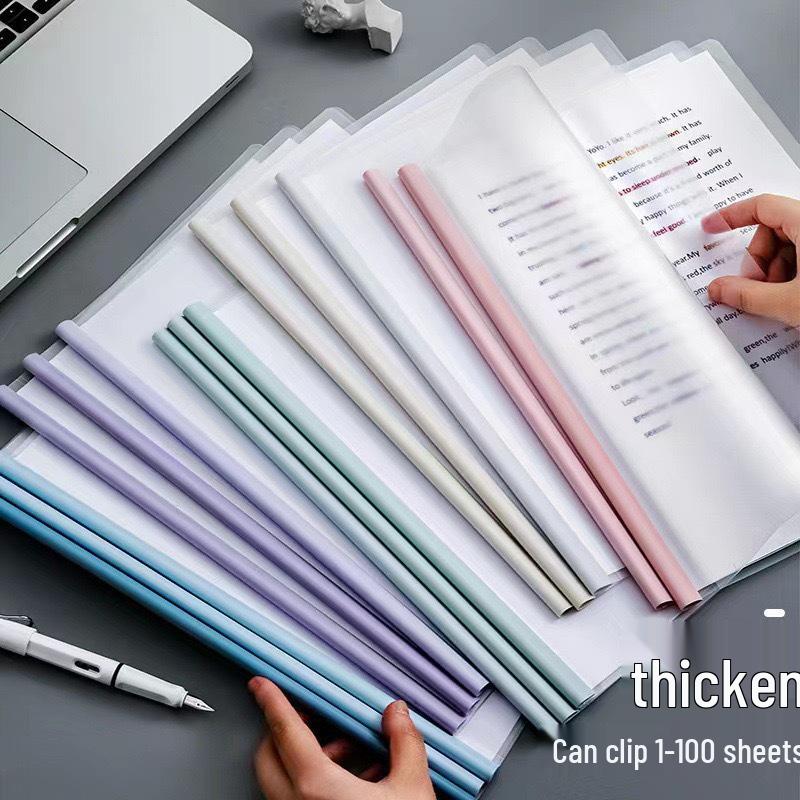 A4 Transparent Plastic Document Folder with Pull Rod Clip