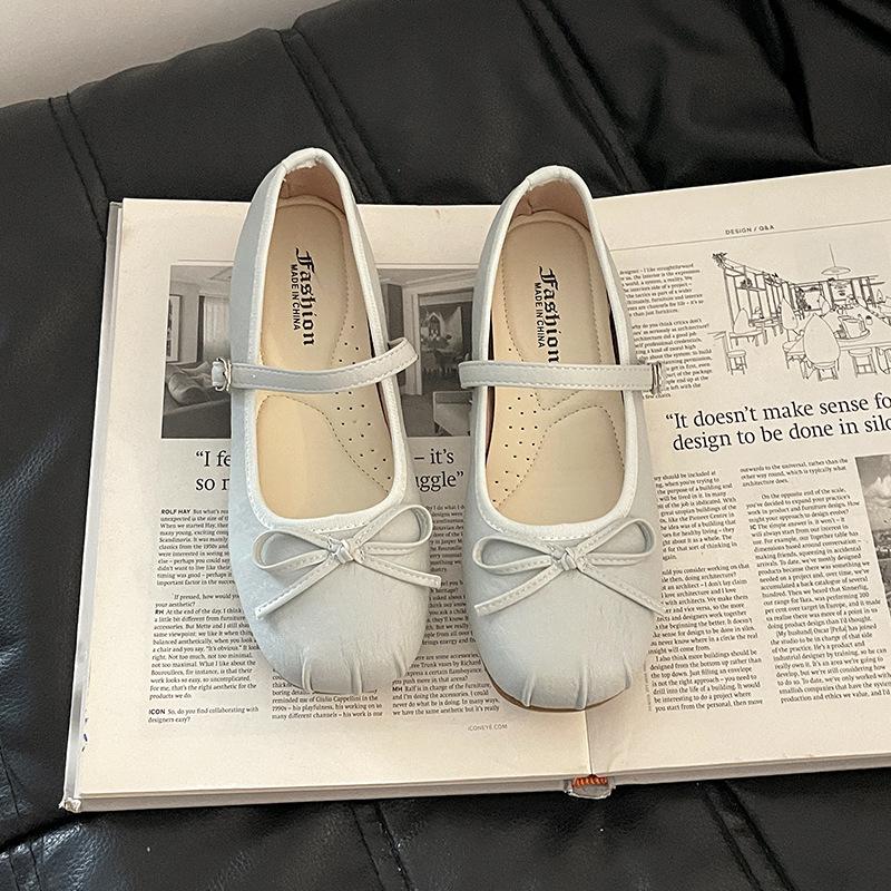 Fashion versatile buckle casual retro bow Mary Jane shoes women's summer temperament ballet shoes light mouth single shoes