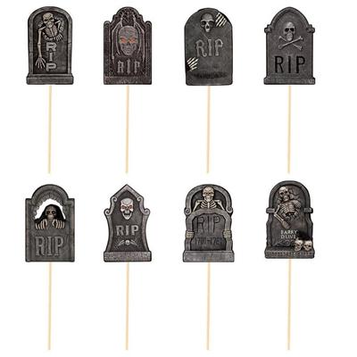 8 PCS Décorations de Fête d'Halloween Cartes Inserts pour Vase DIY Décorations de Vase avec Bâtonnets Fournitures de Fête DIY