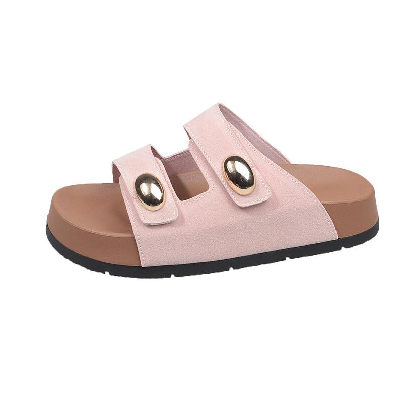 

Thick-bottomed Birkenstock cool slippers women wear half-mop in summer 2025 new fashion seaside vacation beach one-word mop 40
