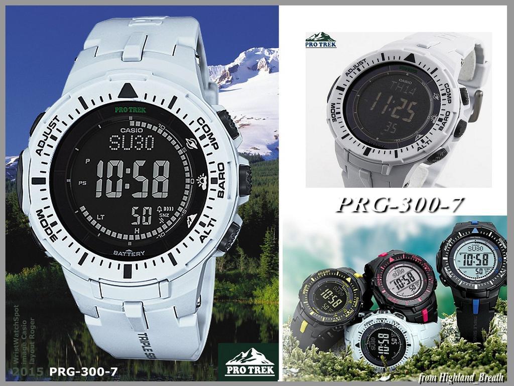 CASIO Pro Trek PRG-300-7 Triple Sensor Solar Watch White Reverse LCD