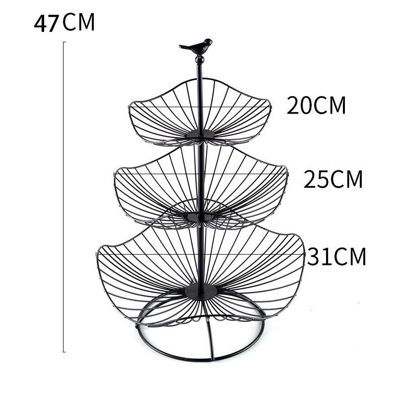 Nordic Iron Art 3-Tier Fruit Plate with Bird