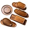 Eco-Friendly Acacia Wood Tea Tray Coffee Heat Resistant Wooden Tray Plate Japanese Style Irregular Dessert Plate Party Serving