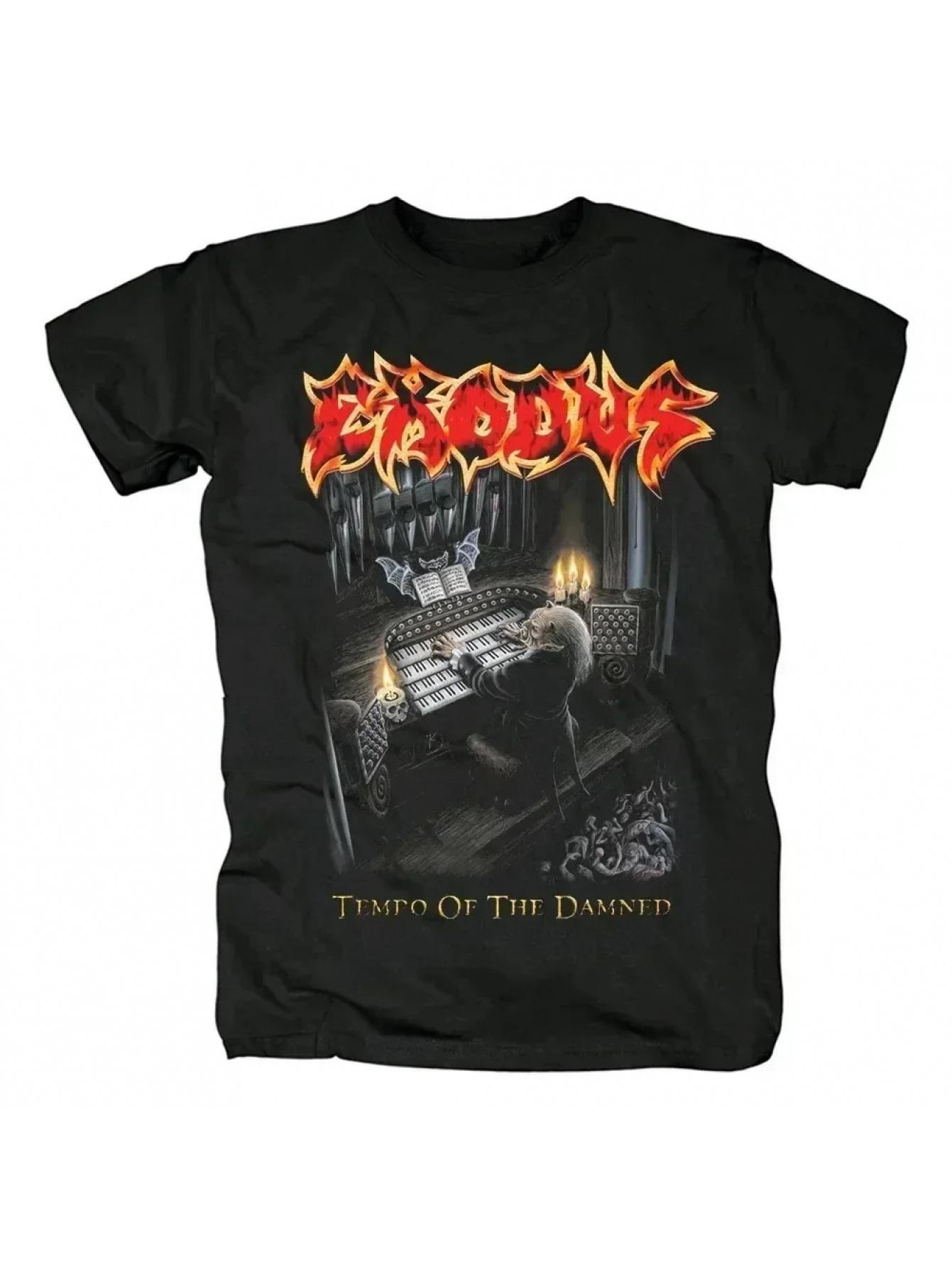 Exodus Band Official Tempo of the Damned Album Art Graphic Tee- Heavyweight Cotton Crew Neck Shirt for Men& Women M