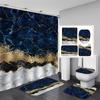 4PCS Nordic Ins Bathroom Shower Curtain Set Free Punching Hook Non-slip Mat Durable Waterproof Shower Curtain Pedestal Rug Lid Toilet Cover Rugs