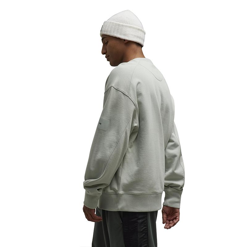 Y-3 Loose Casual Pullover Sweatshirt Ribbed Crew Neck Solid Basic Long Sleeve Unisex Sweatshirt Light-Gray IP7694