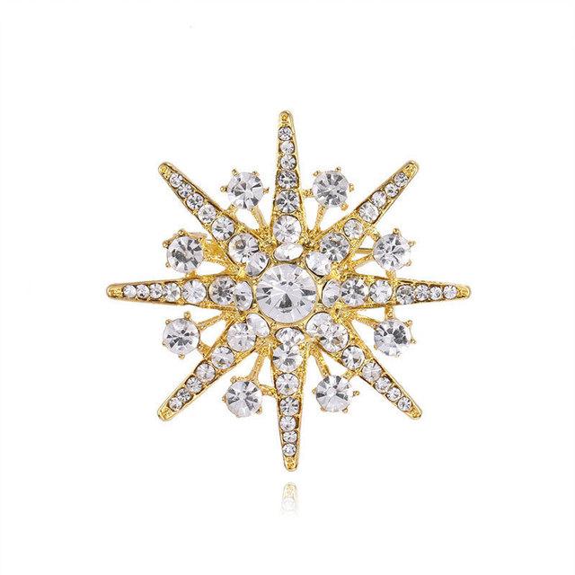 Rhinestone Star Pin Brooch Sparkling Crystal Stone Snowflake Lapel Pin Stylish Fashionable Jewelry Brooches Women Christmas Souvenir GiftFashion