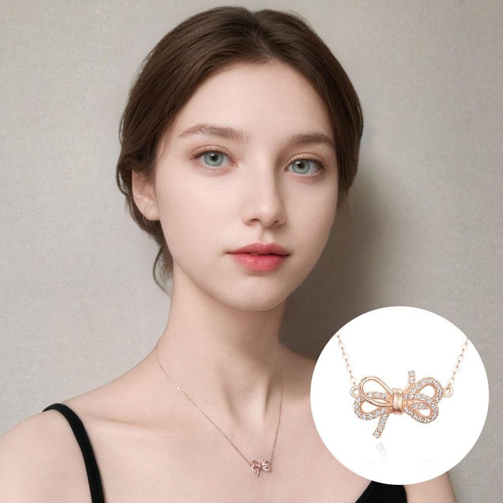 [Tandy] Tandy 92.5 Silver Signature Zirconia Ribbon Necklace Tdn610 Choose 1 of 2