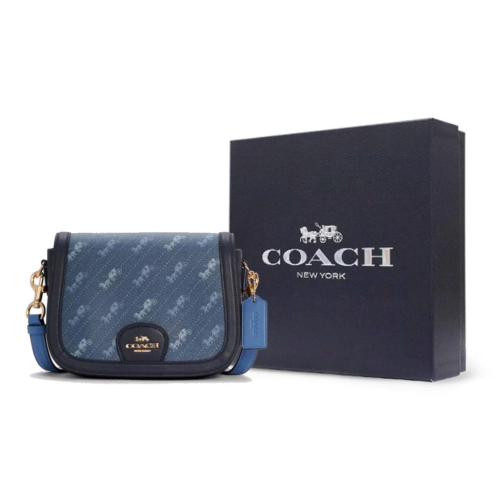 Coach Horse And Carriage Saddle 21 Printed Leather Saddle Bag Women Shoulder Bag Blue C4059-IMDEN