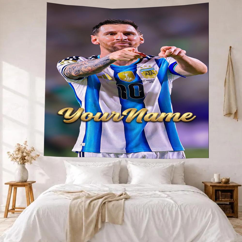 Messi Custom Your Name Wall Decor Tapestry Art For Pet Memorial Birthdaywedding Party Backdrop Family Gift