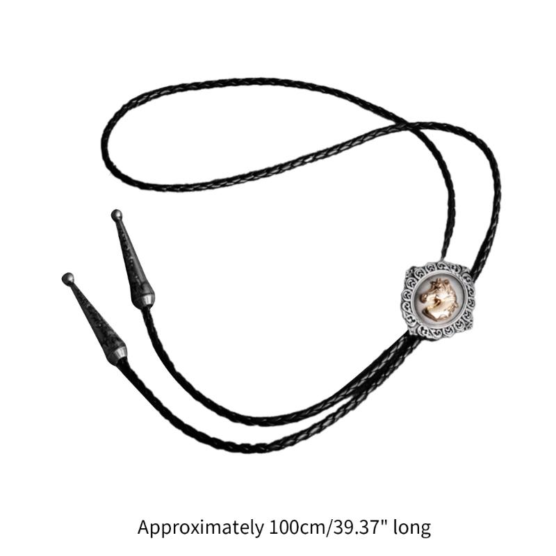Adjustable Bolo Tie Popular Western Cowboy Teens Men Women Dance Necktie Punk Shirt Alloy Horse Head Buckle Pendant