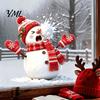 Snowball Fight Theme Stickers Christmas Snowman Static Window Cling, Funny Sticker, Reusable PVC Snowflake Xmas Glass Decal for Home Shop Holiday