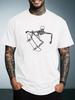 Unisex White Short Sleeve Tee Cool Skateboarding Skeleton Line Graphic Crew Neck Loose Casual Male Street Summer Fashion Tops