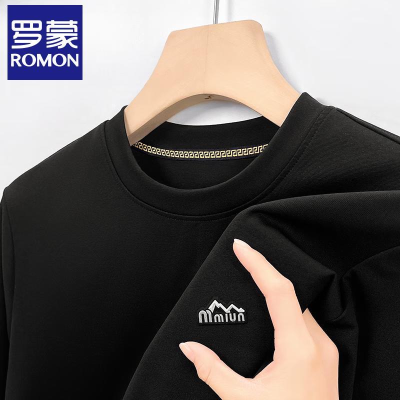 ROMON Men's Round Neck Long Sleeve Casual Top