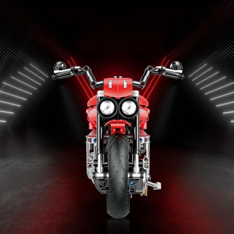 Non-Toxic New 1:8 Technical Motorcycle Model Building Blocks Kit Moc Creative Construction Bricks Toys For Kids Christmas Birthday Gifts