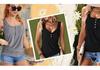 Women's Casual Sleeveless U-Neck Button Drawstring Shirt