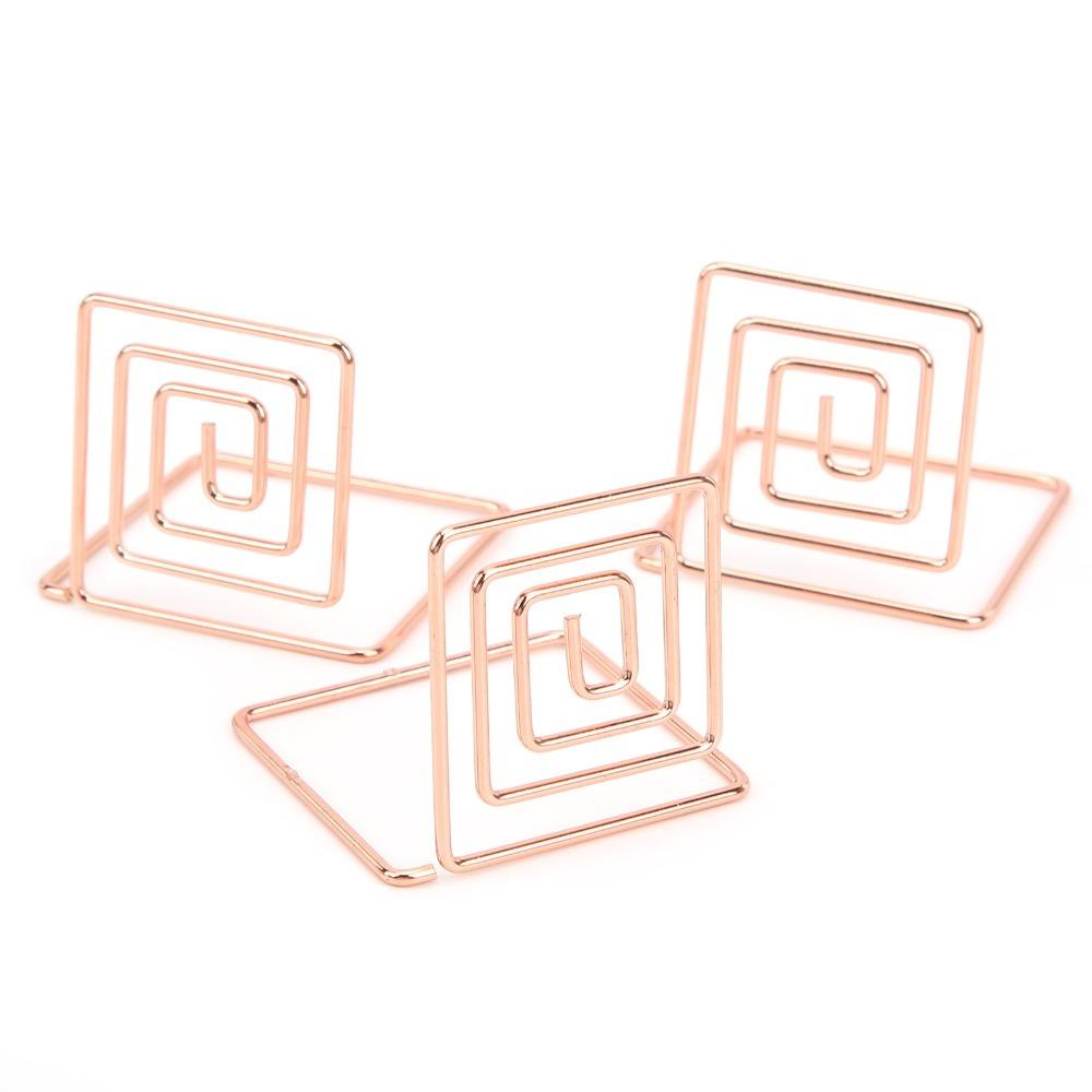 10Pcs Square Table Number Holders Silver/ Rose Gold/ Gold Business Card Organizer Desktop Display