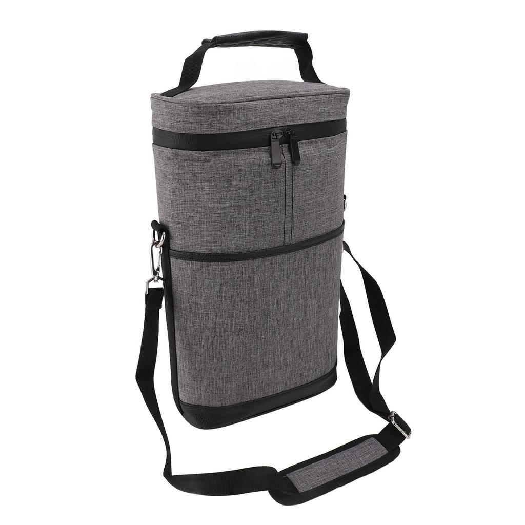 2 Bottle Wine Cooler Bag Leakproof Insulated Padded Wine Carrier Portable Wine Case with Handle Adjustable Shoulder