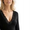 Women's Bodysuit Feminine Fitted Long Sleeve Classic Viscose Black L